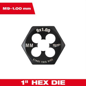 Milwaukee® 49-57-5349 Metric 1 in Hex Threading Die, M9 x 1.00 mm