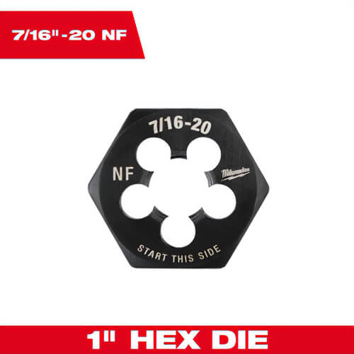Milwaukee® 49-57-5357 SAE 1 in Hex Threading Die, 7/16 in - 20 NF