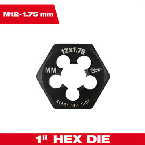 Milwaukee® 49-57-5358 Metric 1 in Hex Threading Die, M12 x 1.75 mm