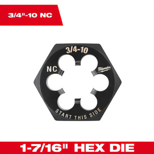 Milwaukee® 49-57-5376 Threading Die, 1-7/16 in Hex, 3/4 in - 10 NC