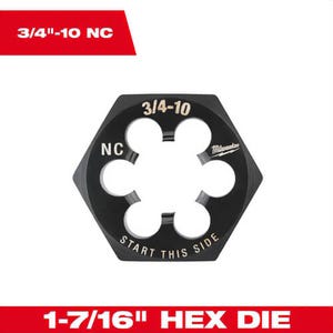 Milwaukee® 49-57-5376 Threading Die, 1-7/16 in Hex, 3/4 in - 10 NC