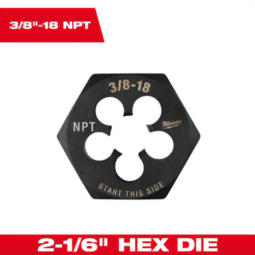 Milwaukee® 49-57-5392 Threading Die, 2-1/6 in Hex, 3/8 in - 18 NPT