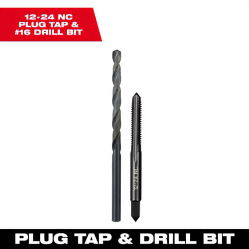 Milwaukee® 49-57-5530 Straight Flute Plug Tap and #16 Drill Bit, #12 - 24 NC