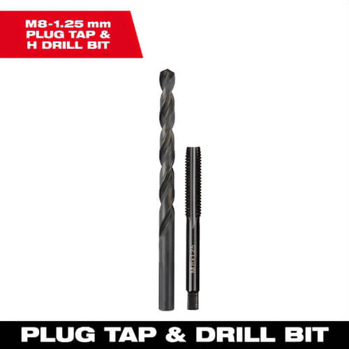 Milwaukee® 49-57-5543 Metric Straight Flute Plug Tap and H Drill Bit, M8 x 1.25 mm
