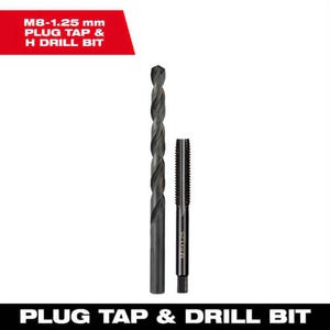 Milwaukee® 49-57-5543 Metric Straight Flute Plug Tap and H Drill Bit, M8 x 1.25 mm