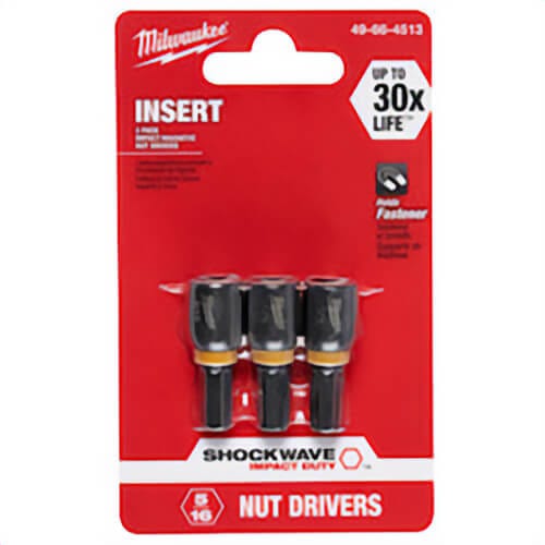 Milwaukee® Shockwave™ 49-66-4513 Impact Duty Magnetic Insert Nut Driver, 5/16 in Drive, Proprietary Steel, 5/16 in Hex