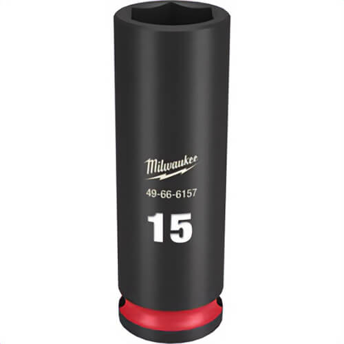 Milwaukee® 49-66-6157 ShockWave™ Impact Duty™ Socket, 3/8 in Hex Drive, 15 mm Deep Socket, 6 Points