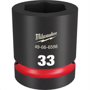 Milwaukee® 49-66-6598 ShockWave™ Impact Duty™ Socket, 1 in Hex Drive, 33 mm Standard Socket, 6 Points