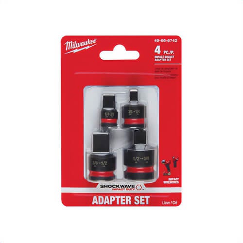 Milwaukee® 49-66-6742 ShockWave™ Impact Duty™ Dual Hole Socket Adapter Set, Black Oxide, 1/4 in Male Drive, 1/2 in Female Drive