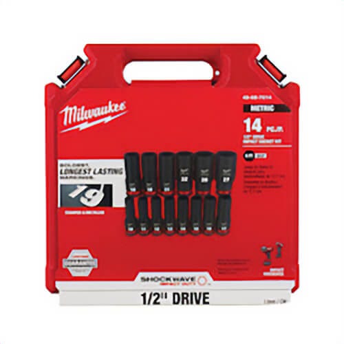 Milwaukee® Shockwave™ Impact Duty™ 49-66-7014 Deep Socket Set, ASME Specified, 6 Points, 1/2 in Drive, 14 pc