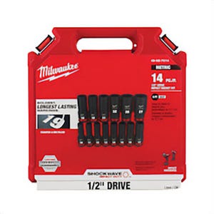 Milwaukee® Shockwave™ Impact Duty™ 49-66-7014 Deep Socket Set, ASME Specified, 6 Points, 1/2 in Drive, 14 pc
