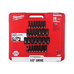 Milwaukee® Shockwave™ Impact Duty™ 49-66-7016 Deep Socket Set, ASME Specified, 6 Points, 1/2 in Drive, 29 pc, Hex, Case Container
