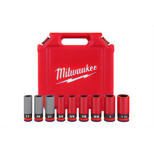 Milwaukee® 49-66-7832 Shockwave Impact Duty™ Lug Nut Wheel Socket Set, 1/2 Drive, SAE & Metric, 9 pc