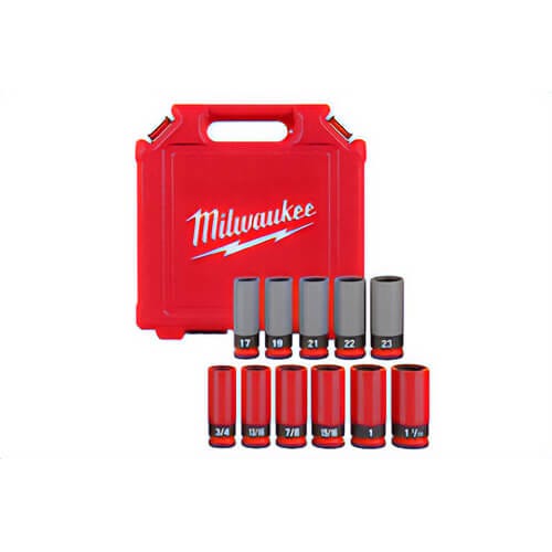 Milwaukee® 49-66-7833 Shockwave Impact Duty™ Lug Nut Wheel Socket Set, 1/2 Drive, SAE & Metric, 11 pc