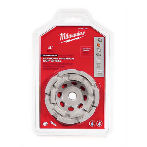Milwaukee® 49-93-7750 Double Row Diamond Cup Wheel, 4 in dia
