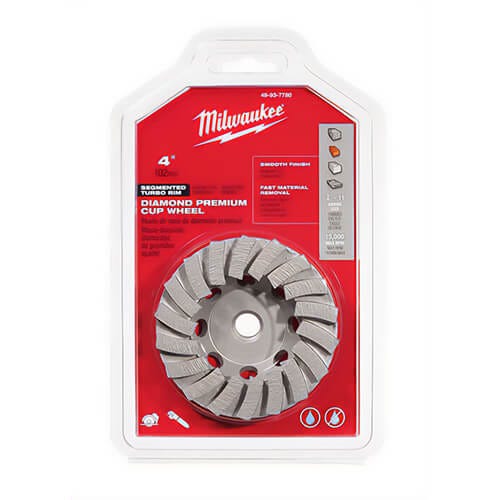 Milwaukee® 49-93-7780 Segmented Turbo Diamond Cup Wheel, 4 in dia