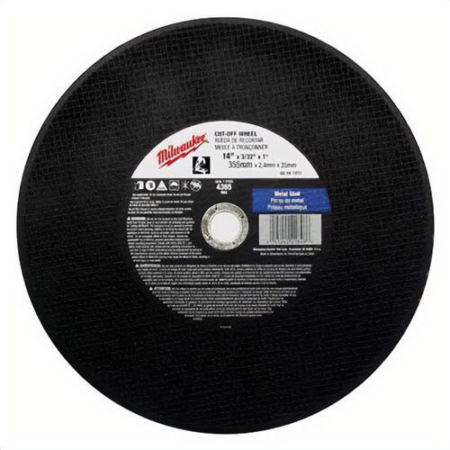 Milwaukee® 49-94-1415 Type 1 General Purpose Cutting Wheel, 14 in dia x 3/32 in thick, 1 in Center Hole, A36P Grit