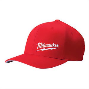 Milwaukee® 504RLXL Flexfit® Lightweight Unisex Fitted Hat, L/XL, Red, 63% Polyester, 34% Cotton, 3% Spandex