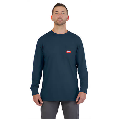 Milwaukee® 606BLXL Gridiron™ Pocket Long Sleeve T-Shirt, Blue, XL