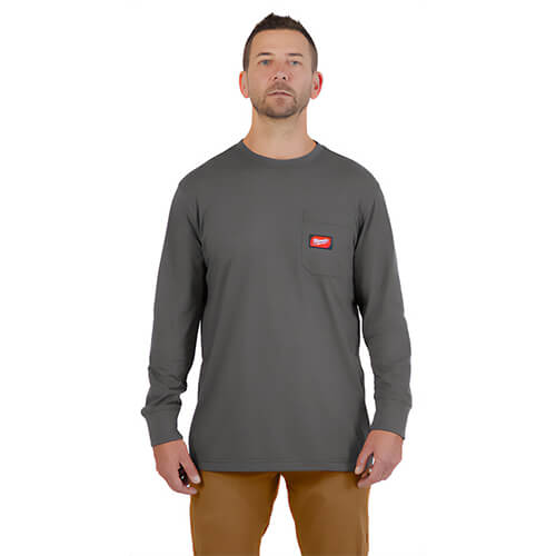 Milwaukee® 606GXL Gridiron™ Pocket Long Sleeve T-Shirt, Gray, XL