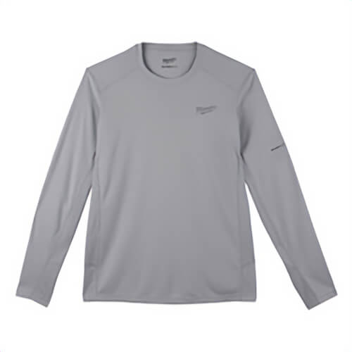 Milwaukee® WorkSkin™ 415G-L Lightweight Long Sleeve Round Neck Performance T-Shirt, Men's, L, Gray, Polyester