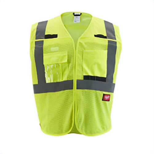 Milwaukee® 48-73-5121 Breakaway Mesh Safety Vest, Hi-Viz Yellow, 600D Woven, Hook and Loop Closure, ANSI, S/M