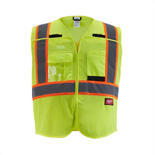 Milwaukee® 48-73-5171 Breakaway Mesh Safety Vest, Hi-Viz Yellow, 600D Woven, Hook and Loop Closure, ANSI and CSA, S/M