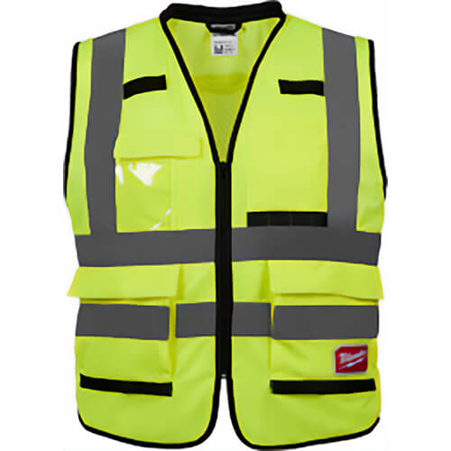 Milwaukee® 48-73-5081 Performance Safety Vest, Hi-Viz Yellow, Polyester, Hook and Loop/Zipper Closure, ANSI and CSA, S/M