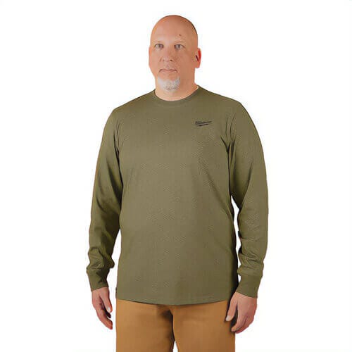 Milwaukee® 604GNS Breathable Lightweight Long Sleeve Hybrid T-Shirt, Men's, S, Green, 13 in L