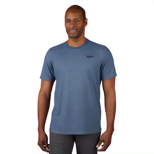 Milwaukee® 603BLXL Breathable Lightweight Short Sleeve Hybrid T-Shirt, Men's, XL, Blue, 13 in L