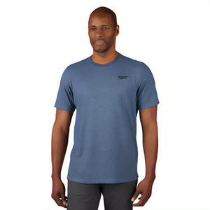 Milwaukee® 603BLXL Breathable Lightweight Short Sleeve Hybrid T-Shirt, Men's, XL, Blue, 13 in L