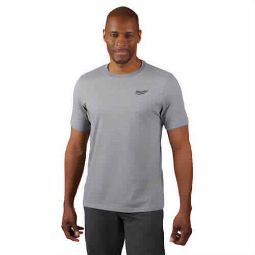 Milwaukee® 603GS Breathable Lightweight Short Sleeve Hybrid T-Shirt, Men's, S, Gray, 13 in L