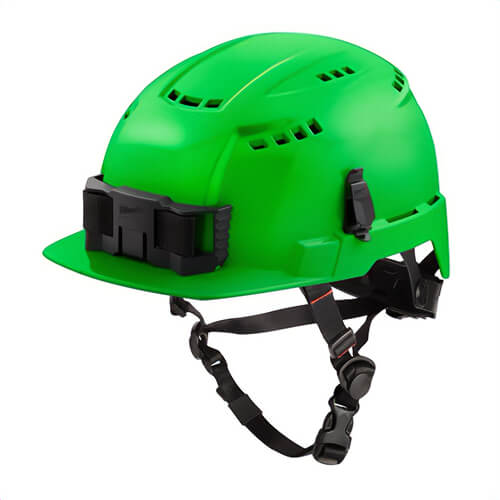 Milwaukee® 48-73-1327 Adjustable Front Brim Safety Helmet, Lexan™ Polycarbonate, Padded Suspension, Class E, Green