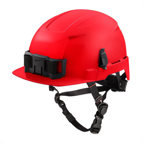 Milwaukee® 48-73-1329 Adjustable Front Brim Safety Helmet, Lexan™ Polycarbonate, Padded Suspension, Class E, Red