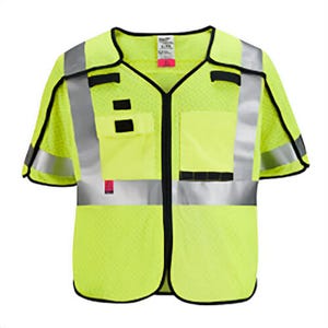 Milwaukee® 48-73-5231 Safety Vest, Yellow, Polyester, Hook and Loop Closure, 1 Pockets, S/M