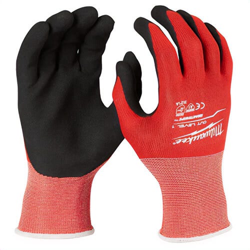 Milwaukee® 48-22-8903 Cut Level 1 Nitrile Dipped Gloves, Soft and Comfortable Liner, Breathable Glove Design, Red, XL