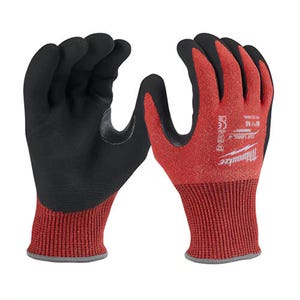 Milwaukee® 48-22-8946 Cut Level 4 Nitrile Dipped Gloves, Breathable Glove Design, Nitrile Coated, Red, M