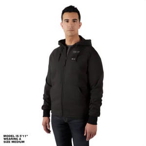 Milwaukee® 306B-21M M12™ Heated Hoodie with M12™ Battery, Charger and Battery Holder, 53% Cotton/47% Polyester, Black, M