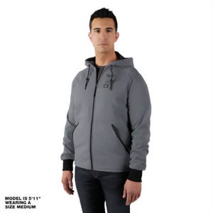 Milwaukee® 306G-21M M12™ Heated Hoodie with M12™ Battery, Charger and Battery Holder, 53% Cotton/47% Polyester, Gray, M