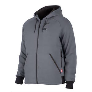 Milwaukee® 306G-213X M12™ Heated Hoodie with M12™ Battery, Charger and Battery Holder, 53% Cotton/47% Polyester, Gray, 3XL