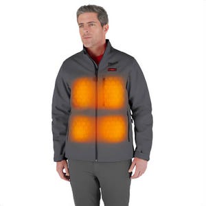 Milwaukee® M100G-21XL M12™ Heated ToughShell™ Jacket with M12™ Battery, Charger and USB-C Cable Wind/Water Resistant, Gray, XL