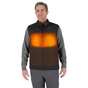 Milwaukee® M300N-21XL M12™ Heated Axis™ Vest with M12™ Battery, Charger and Battery Holder, Wind and Water Resistant, Brown, XL