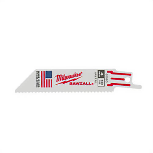 Milwaukee® 48-01-7092 Sawzall® Double Duty Thin Kerf Reciprocating Saw Blade, 6 in L x 3/4 in W, 10 TPI, 100 pk