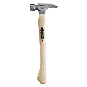 Milwaukee® TI16SC Stiletto® Framing Hammer, 18 in OAL, Smooth Face, 16 oz Titanium Head, Straight Claw, Hickory Handle
