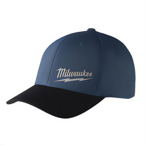 Milwaukee® 507BLSM WorkSkin™ Performance Fitted Hat, Curved Visor, Sun Protection, Lightweight and Breathable, Blue, S/M
