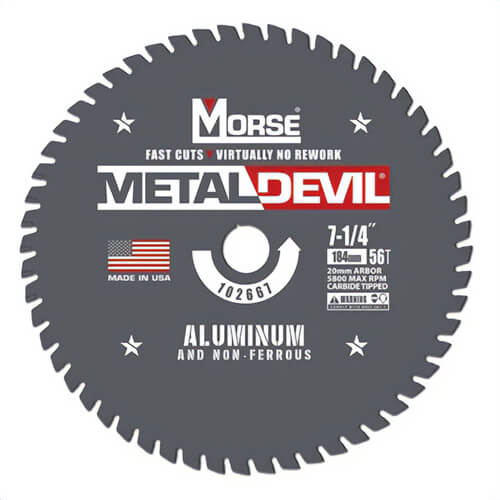 M.K. Morse® CSM7255658FNFC Metal Devil Non-Ferrous Saw Blade, 7-1/4 in, 56 Teeth