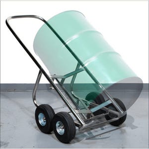 Morse® 160-WP Drum Truck with 4, 10 in Pneumatic Wheels, Carbon Sttel with Powder Coat Finish