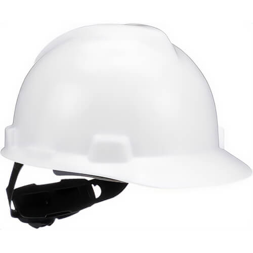 MSA Safety 475358 V-Guard Hard Hat with Ratchet, Self Adjusting, ANSI Certified, Polyethylene Shell, White