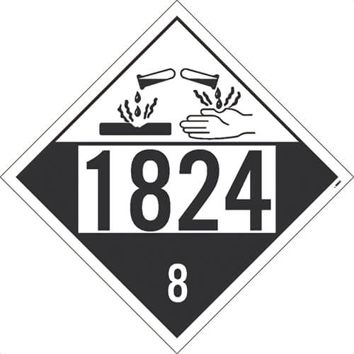 National Marker DL147BPR10 Placard, SODIUM HYDROXIDE, 1824