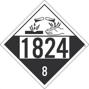 National Marker DL147BPR10 Placard, SODIUM HYDROXIDE, 1824